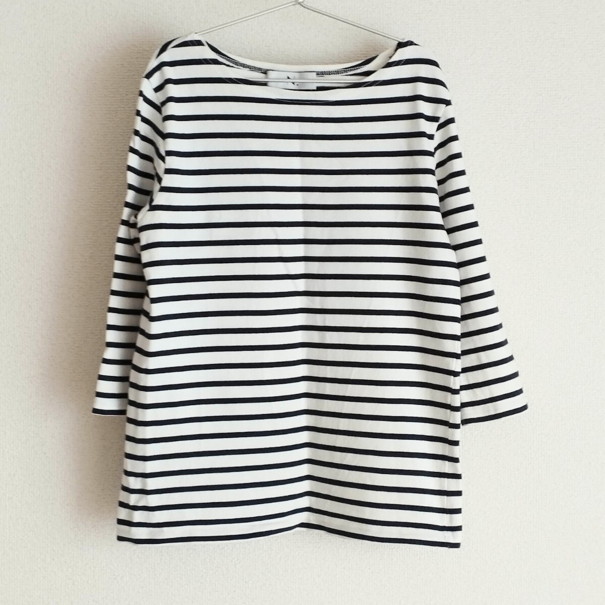 N. natural beauty basic ナチュラルビューティーベーシック ボーダーTシャツ 7分袖 ホワイト×ブラック拍卖