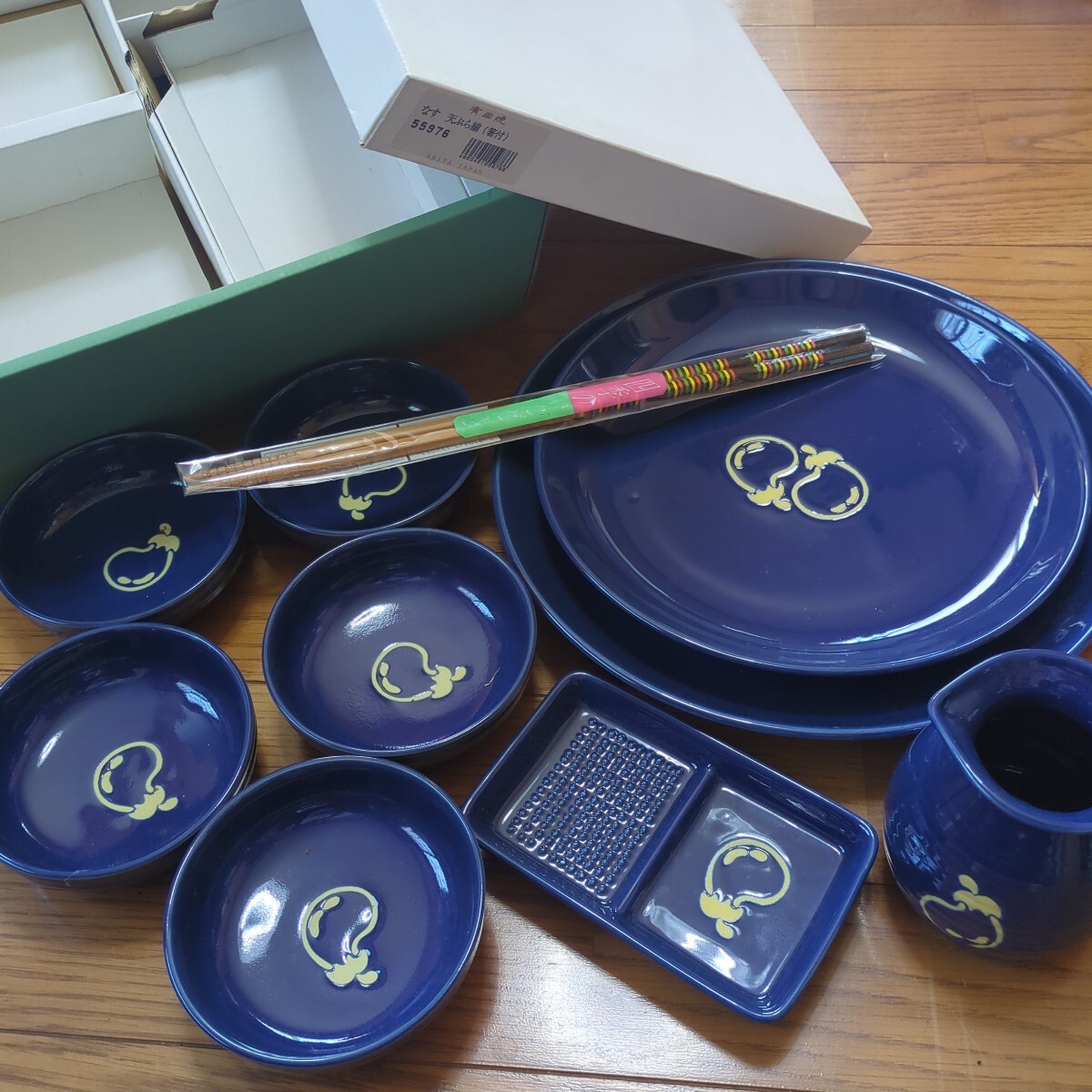 有田焼 食器 和食器 天ぷら揃 大皿 中皿 小皿 薬味皿 箸付き 10点 セット拍卖