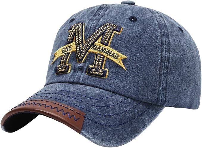 キャップ 帽子 ヴィンテージ 刺繍 Mの刺繍 ウトドア おしゃれ スタイリッシュ M01(色:ネイビー)拍卖