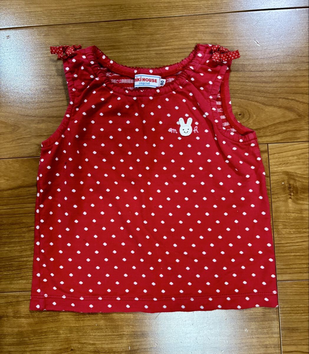 【送料無料】ミキハウス mikihouse タンクトップ 赤 ドット 女の子 80サイズ拍卖
