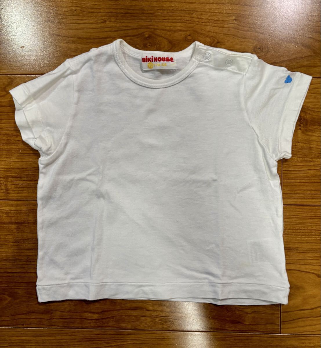 【送料無料】mikihouse 白 Tシャツ 70サイズ キッズ 半袖 ミキハウス拍卖