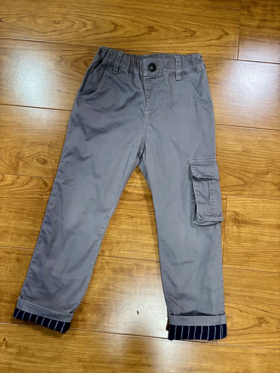 【送料無料】BeBe キッズ ズボン ボトムス 110サイズ 裏起毛 暖かい べべ 灰色 グレー拍卖
