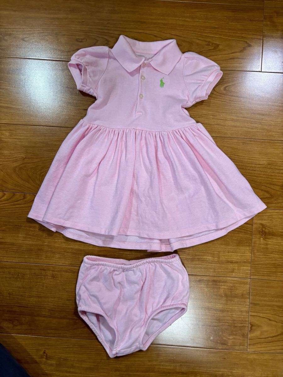【送料無料】ラルフローレン 上下セット 12ヶ月サイズ ピンク Ralph Lauren 女の子 ワンピース ベビー服 キッズ拍卖