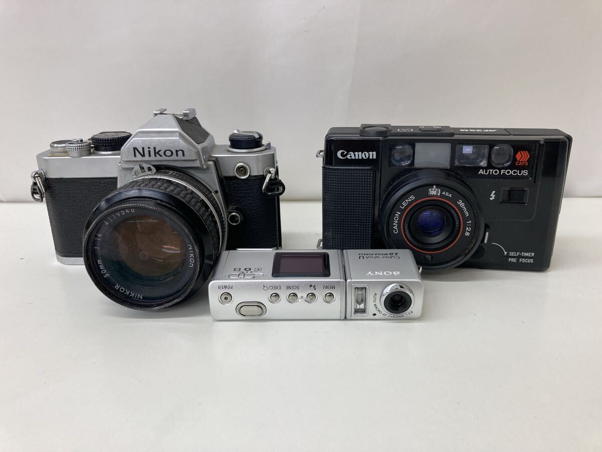 【G1492-j】 フィルムカメラ デジタルカメラ SONY cyber shot U dsc-u50 Canon AF35M Nikon FM カメラ拍卖