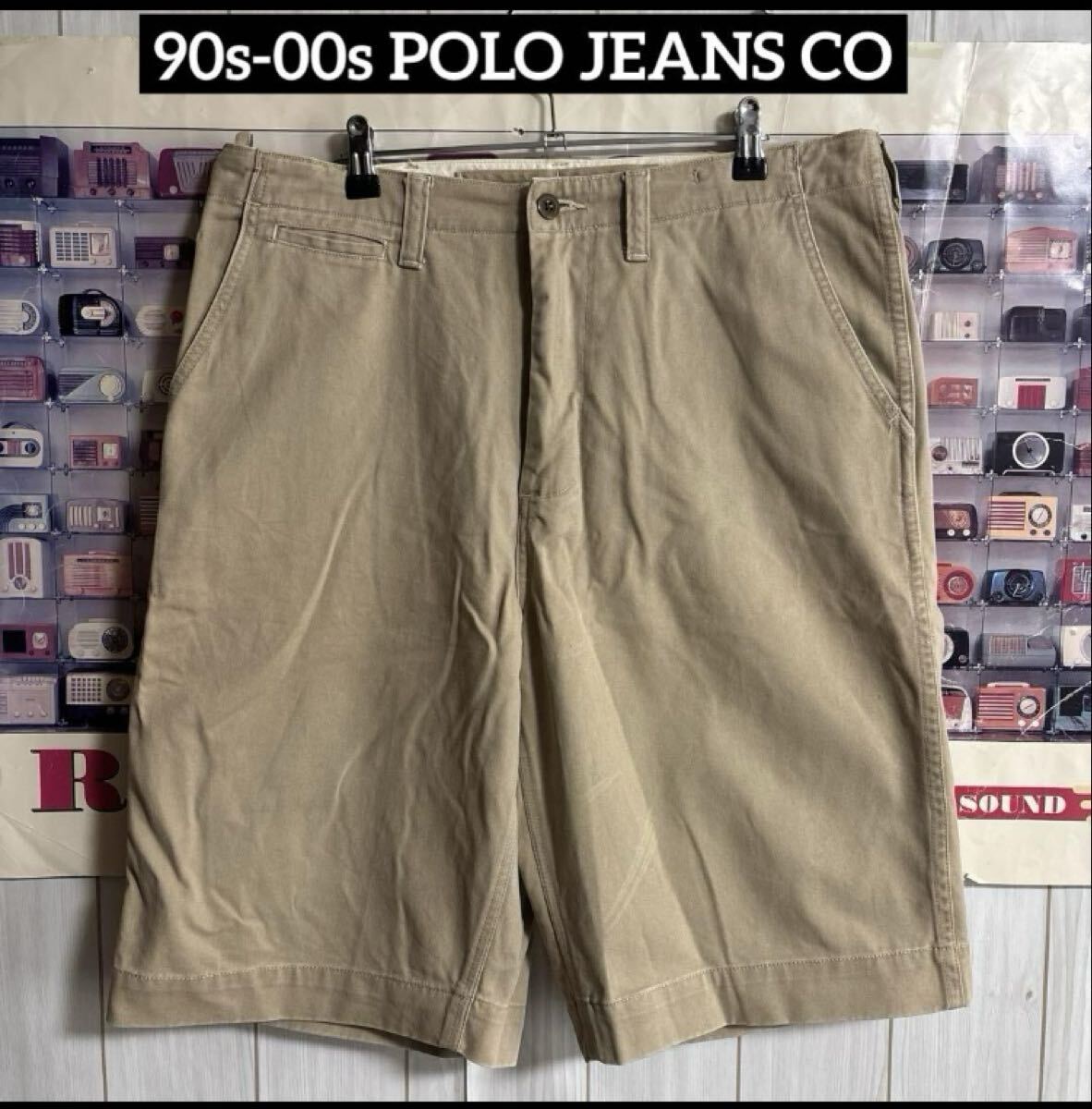 90s-00s Ralph LaurenラルフローレンPOLO JEANS COミリタリーワイドチノショーツ ショートパンツ拍卖