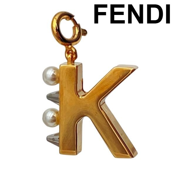 ● フェンディ FENDI エービークリック ABClick イニシャルチャーム K スパイク 装飾 アクセサリー ゴールド色 メタル レディース 5E158拍卖