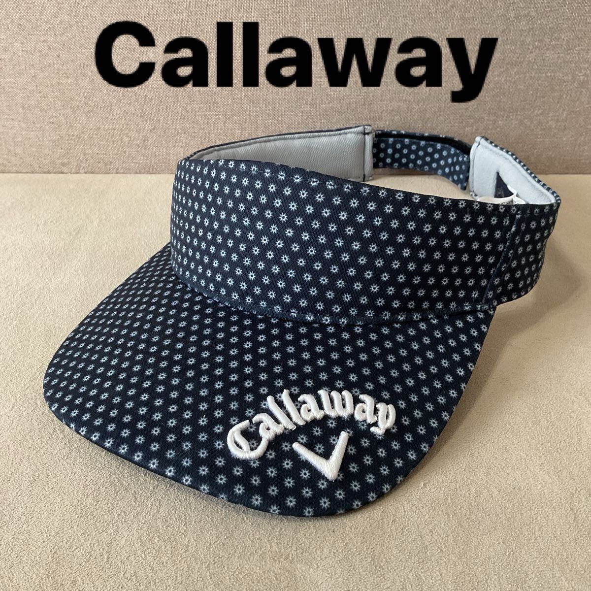 【超美品】 Callaway キャロウェイ ゴルフ サンバイザー キャロウエイ ゴルフウェア ネイビー 帽子 GOLF ゴルフサンバイザー 男女兼用拍卖