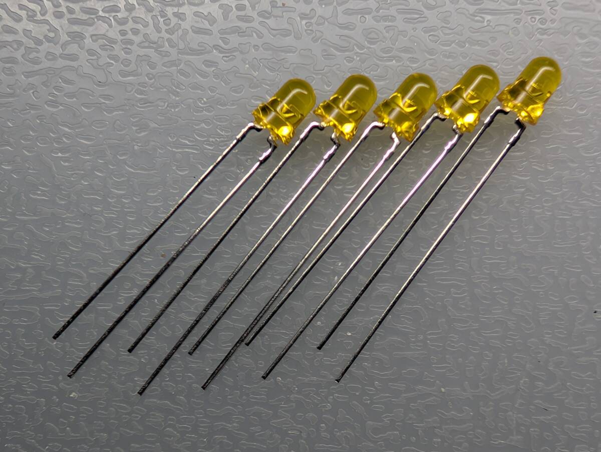 3mm LED 砲弾型 黄色 発光ダイオード イエロー 5個セット 電子部品 電子工作 修理部品拍卖
