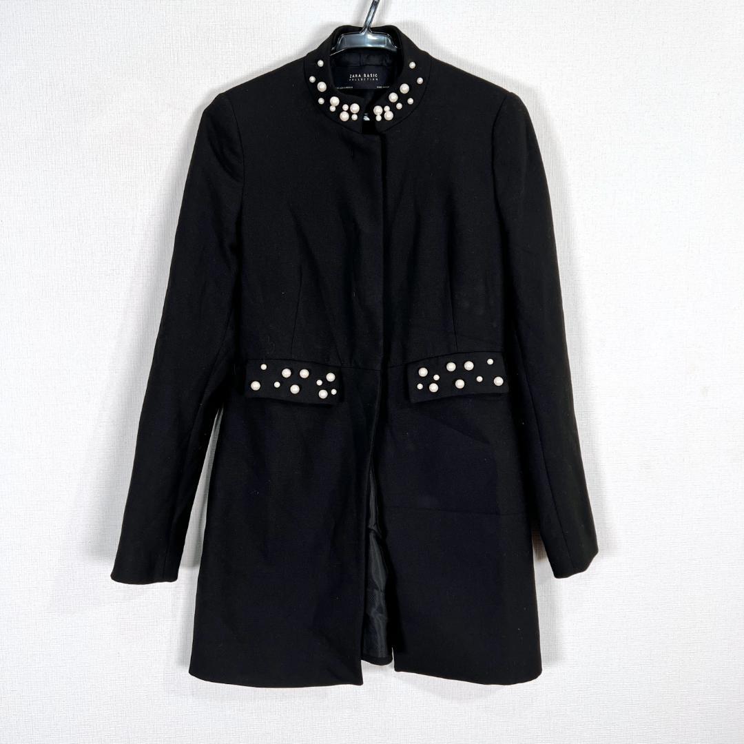 【ZARA BASIC】ザラベーシック 黒 ブラック パール ジャケット コート アウター ブルゾン ジャンパー レディース XSサイズ【a041】拍卖