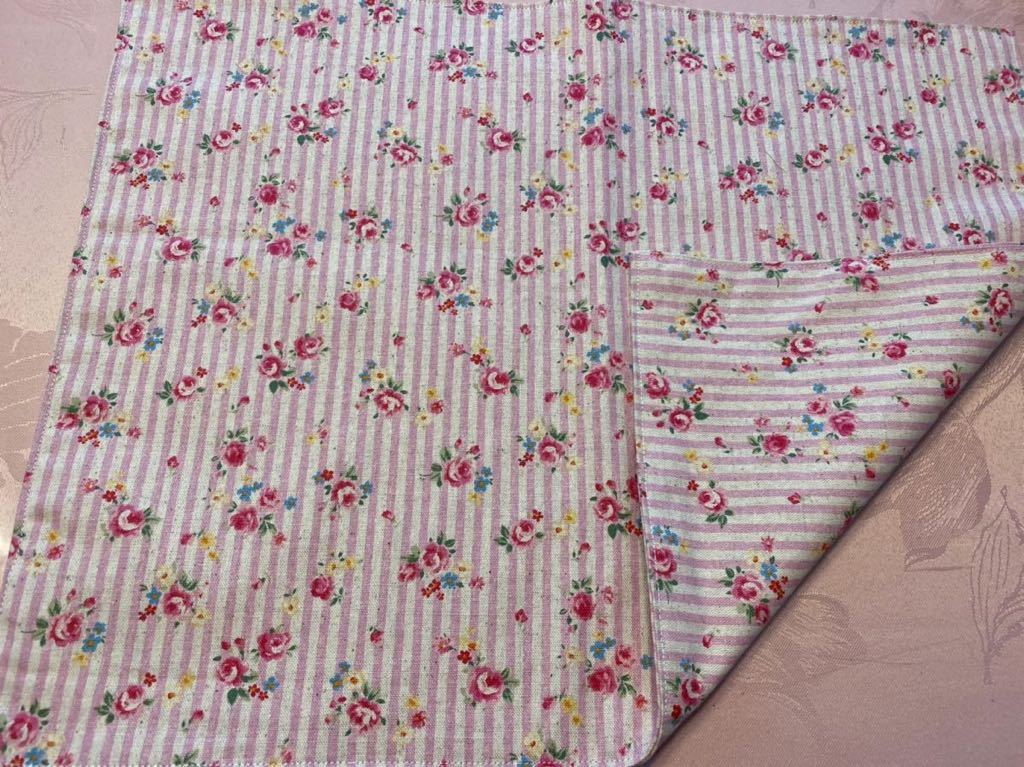 No.204 裏付ランチョンマット ハンドメイド 35x45 バラストライプ ピンク色拍卖