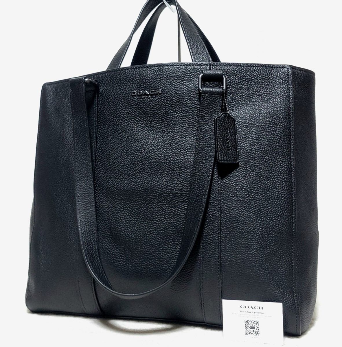 タグ付き/現行/美品/PC A4収納/2WAY ■コーチ COACH トートバッグ ショルダー 肩掛け ハドソン レザー シボ革 メンズ 紳士 ビジネス 大容量拍卖