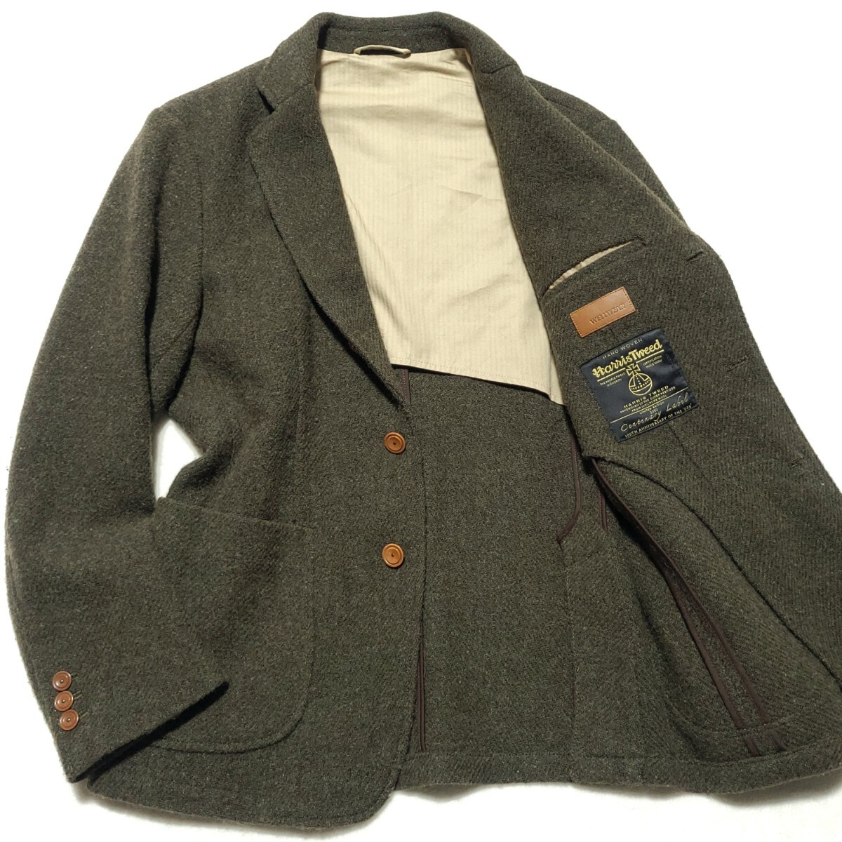 100周年記念/極美品 ■ハリスツイード Harris Tweed WELLWEAR テーラードジャケット アンコン シングル ツイード ウール メンズ ビジネス拍卖