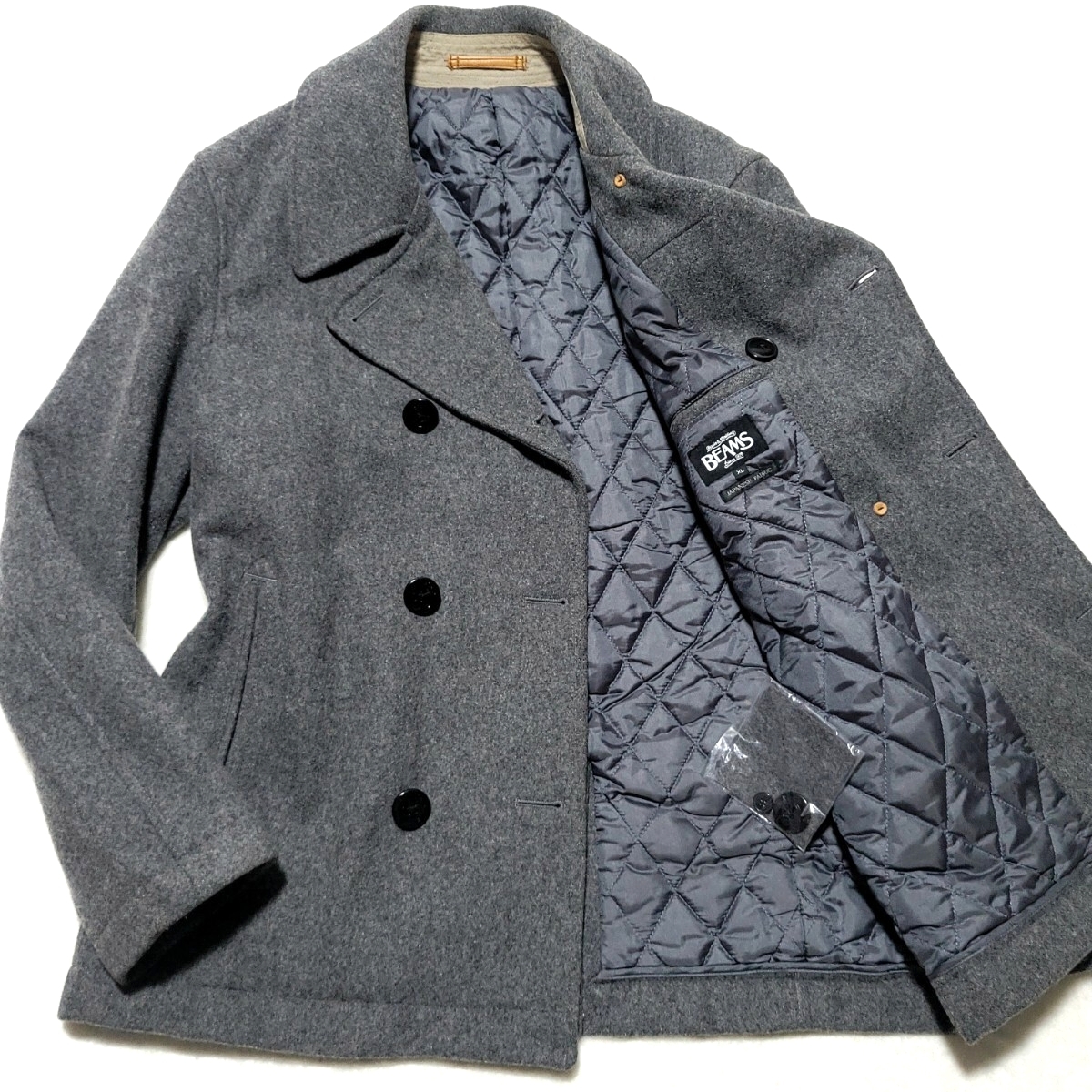 極美品/希少XLサイズ ■ビームス BEAMS ピーコート Pコート ジャケット ブルゾン キルティング ダブル メルトン 中綿 メンズ 紳士 ビジネス拍卖