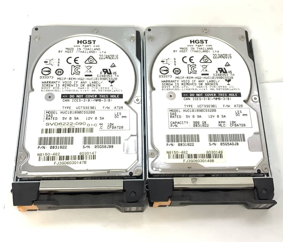 S7102033 HGST 900GB SAS 10K 2.5インチ HDD 2点 【中古動作品】拍卖