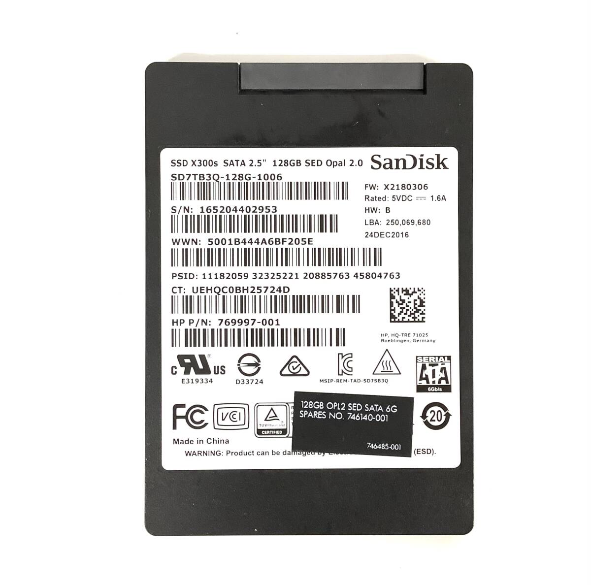 S71014157 SanDisk SATA 128GB 2.5インチ SSD 1点 使用時間:14863【中古動作品】拍卖