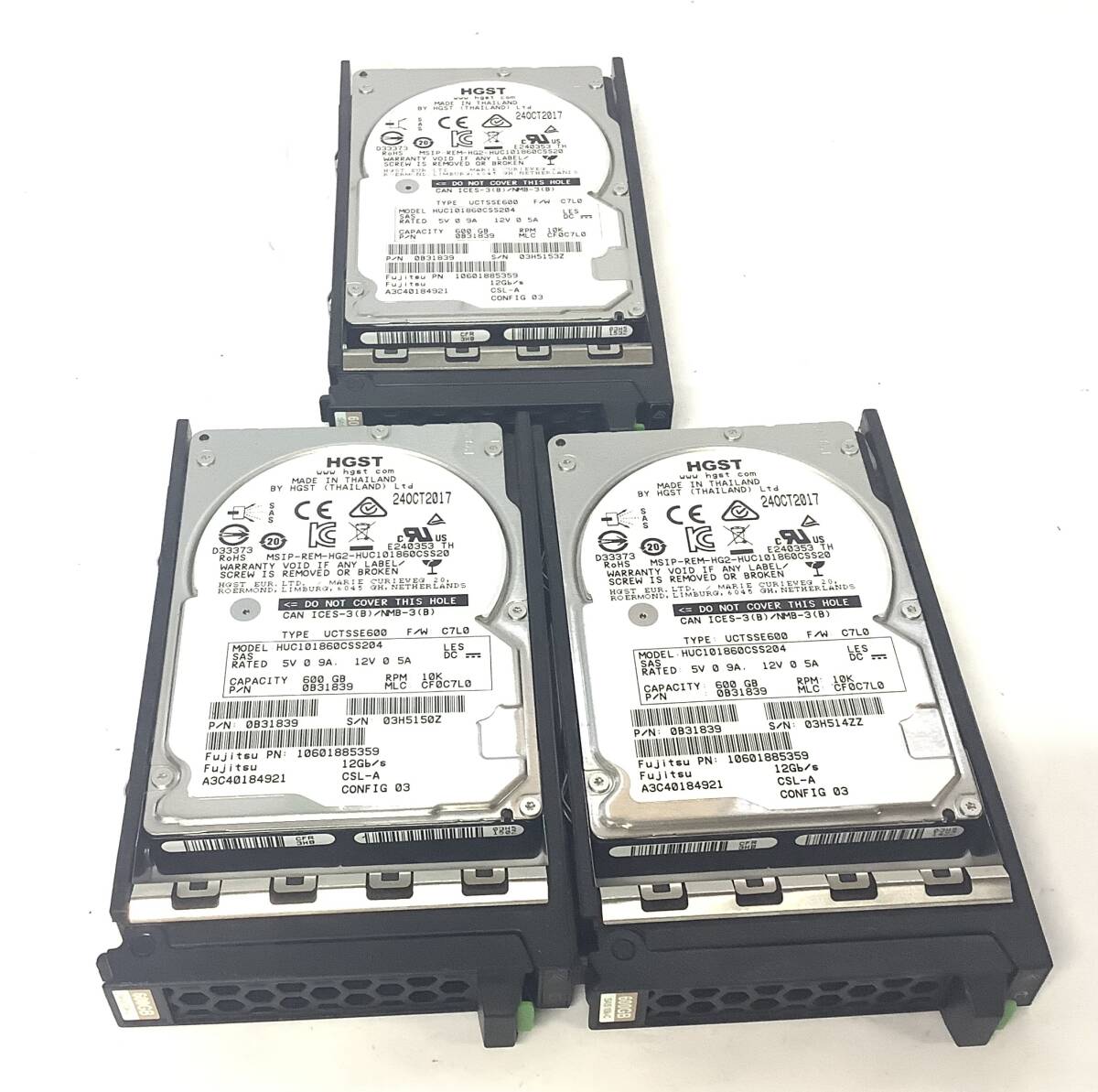 S7102131 HGST 600GB SAS 10K-C 2.5 HDD 3点【中古動作品】拍卖