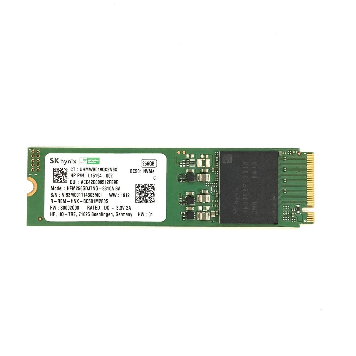 S71007159 SK hynix NVMe 256GB SSD 1点 使用時間:2400 【中古動作品】拍卖