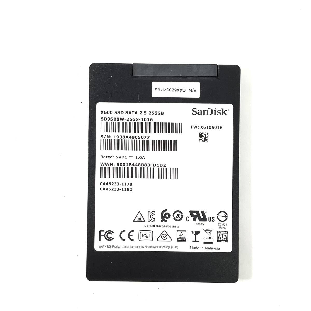 S71014161 SanDisk SATA 256GB 2.5インチ SSD 1点 使用時間:12996【中古動作品】拍卖