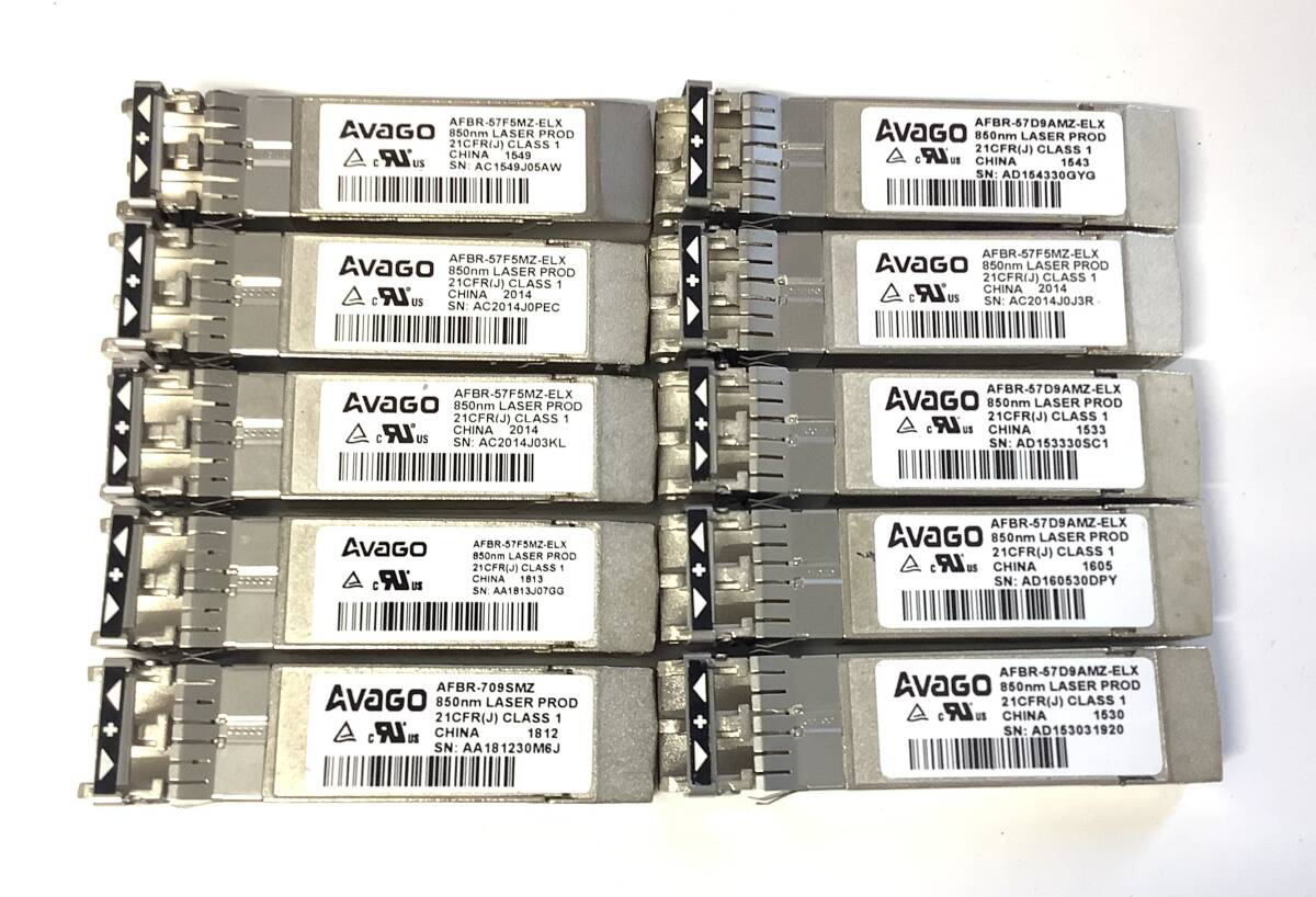 S7102933 Avago AFBR-709SMZ SFP+ トランシーバー10点 【中古動作品】10.3G 10GBASE-SR マルチモード 850nm拍卖