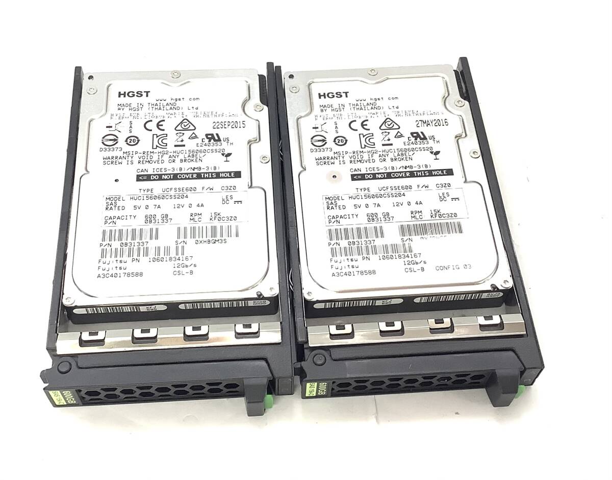 S7102436 HGST 600GB SAS 15K 2.5 HDD 2点 【中古動作品】拍卖