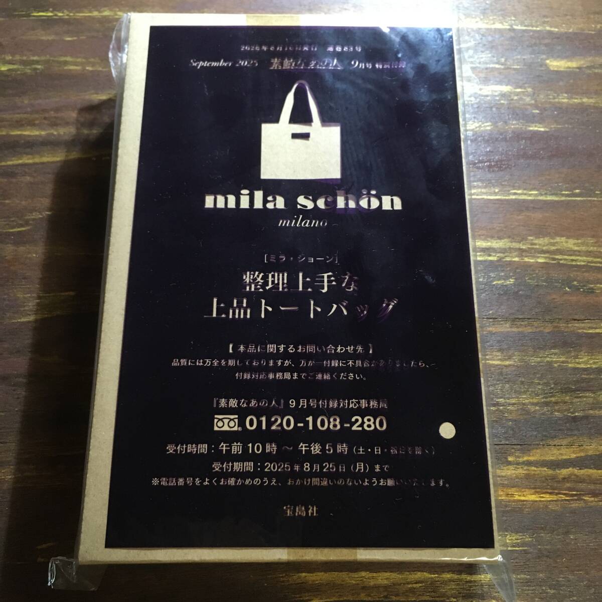 素敵なあの人 2025年9月号付録 ミラ・ショーン 整理上手な上品トートバッグ ※土日祝日発送無し拍卖