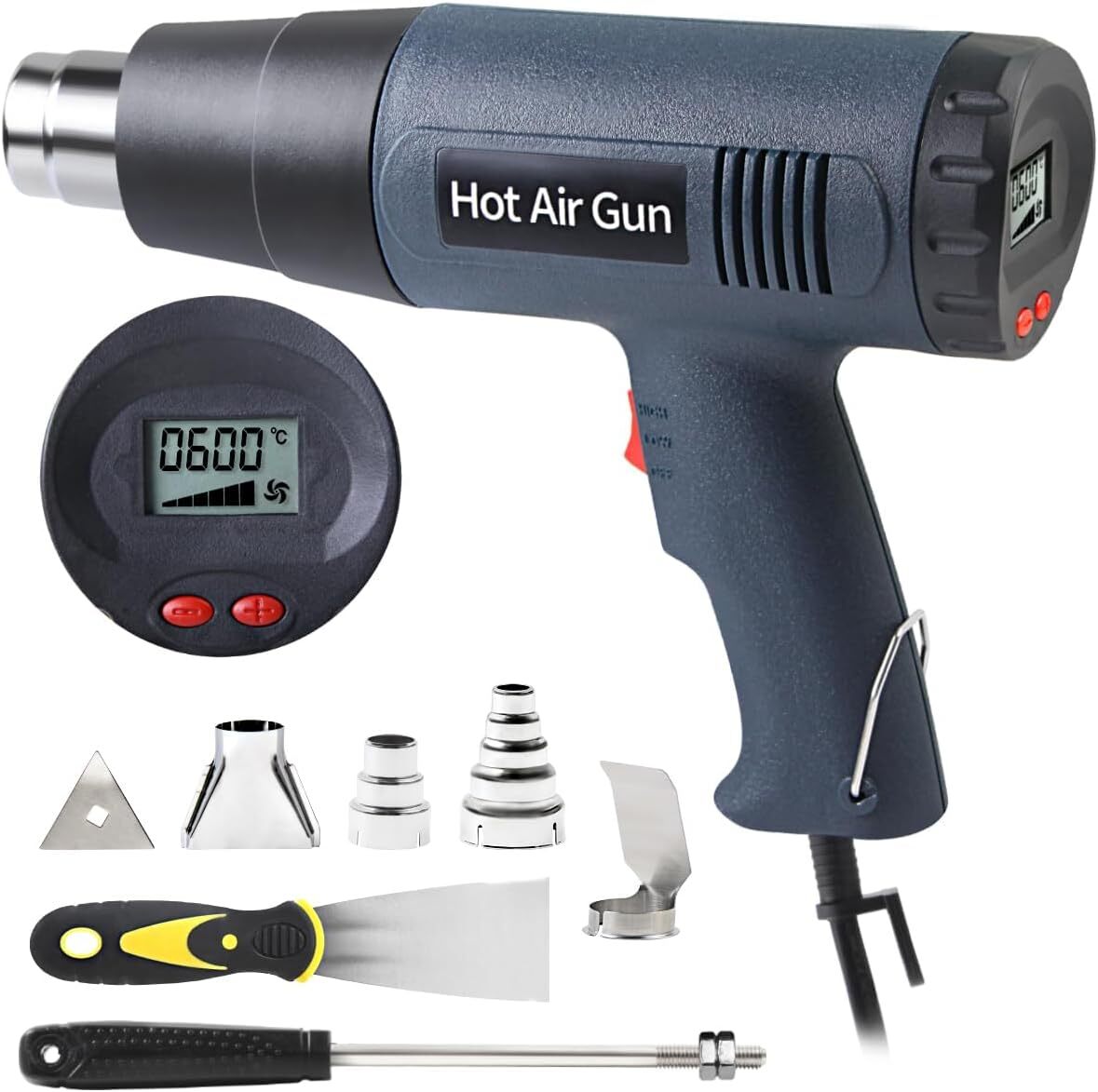 【新品】 ヒートガン 液晶に温度調整ディスプレイ 2段階風量 ヒートエアガン 1500W ホットガン拍卖