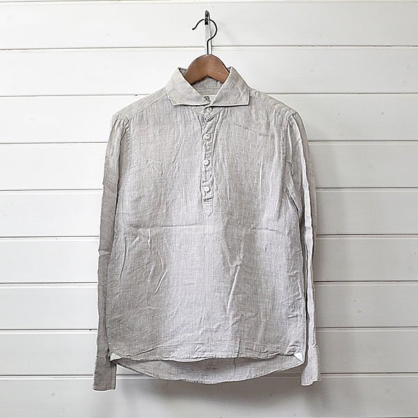 ナノユニバース リネン プルオーバー シャツ S ライトグレー nano universe|25i1803拍卖