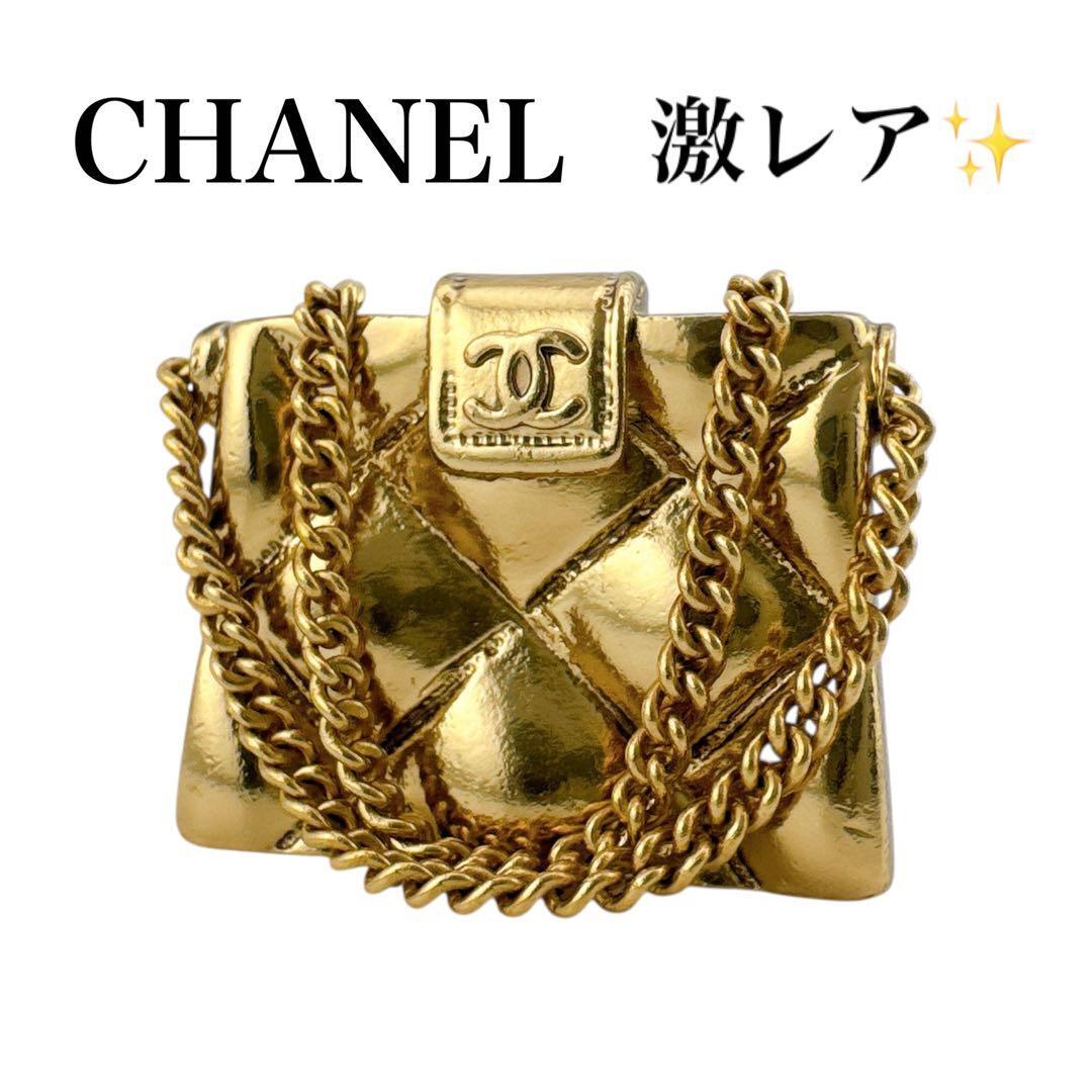 極美品◇シャネル 02P マトラッセ ココマーク ブローチ バッグモチーフ チェーン ヴィンテージ アクセサリー ゴールド メタル拍卖