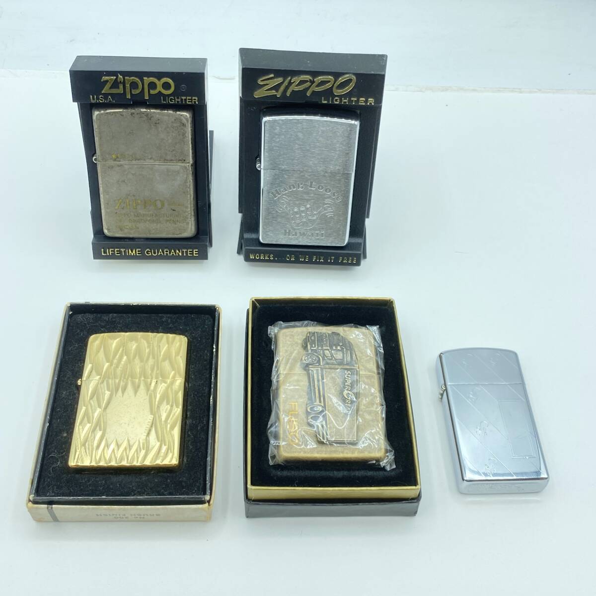 『AA21』コレクター必見/未使用品あり/Zippo ジッポx5/三菱ふそう FUSO SUPER GREAT トラックデザイン/ハワイ/他/火花4点あり 現状品拍卖