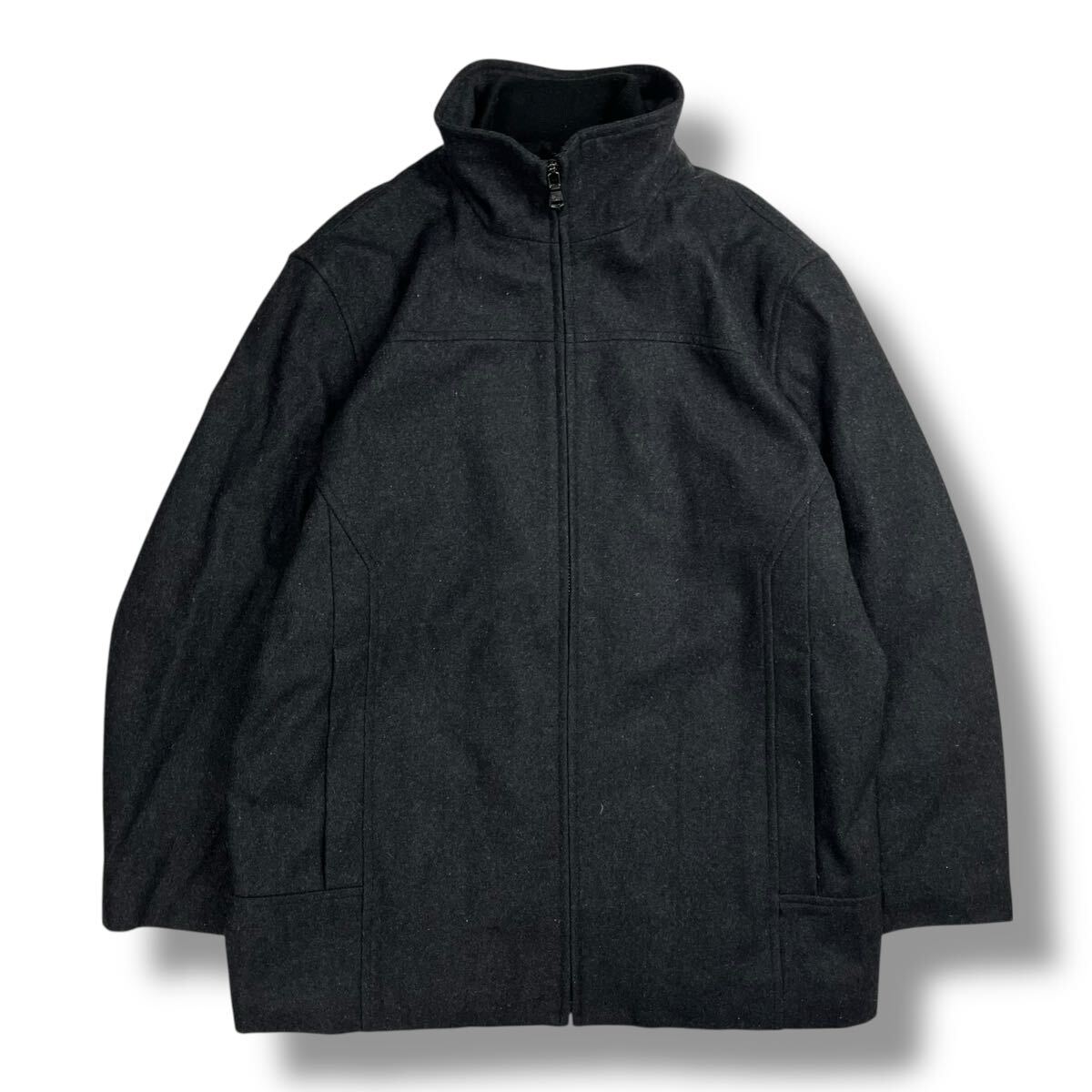 (TK1012)【美品】 Calvin Klein カルバンクライン ウール コート ジャケット チャコールグレー ツインジップ ブルゾン 定番 S拍卖