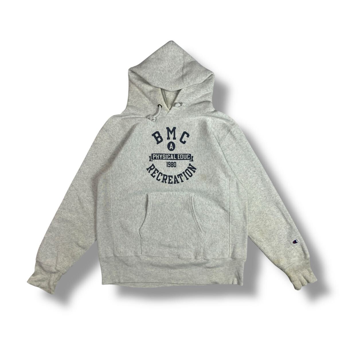 OK1015 復刻 青タグ Champion Reverse Weave チャンピオン リバースウィーブ スウェットパーカー 5段プリント 霜降りグレー Lサイズ拍卖