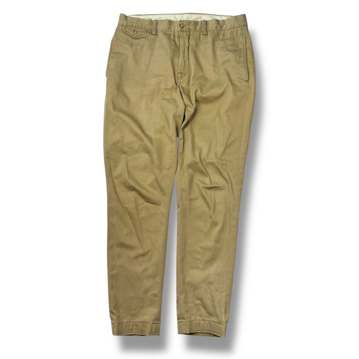 1015MS ラルフローレン Ralph Lauren コットンツイルパンツ チノパン スラックスパンツ タロンジップ ヴィンテージ ベージュ系 32/32拍卖