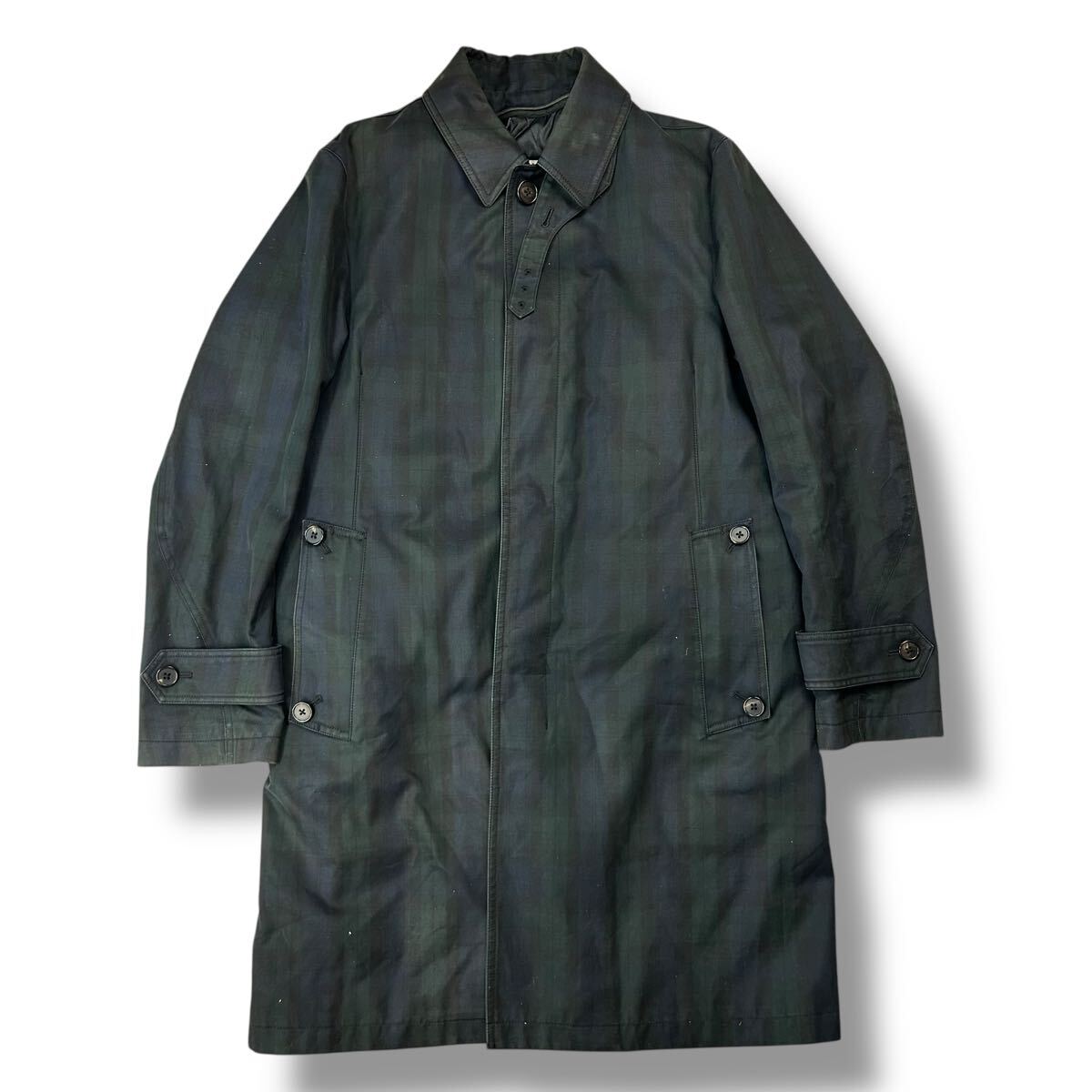 1016MS KATHARINE HAMNETT LONDON キャサリンハムネットロンドン コート ライナー ライナー付き チェック柄 緑 青 黒 XL拍卖