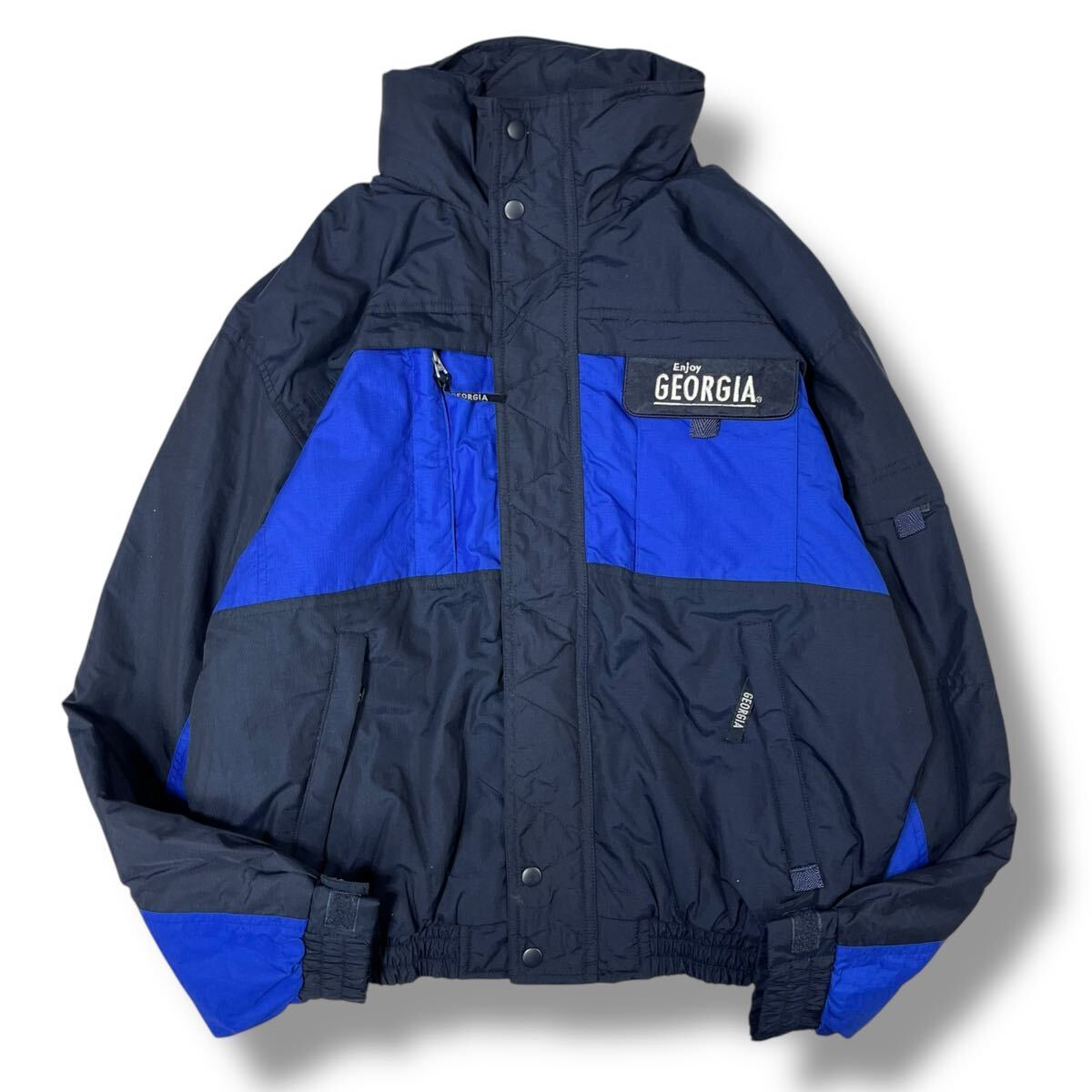 (TK1026)【非売品】 GEORGIA Mizuno ジョージア 中綿 ナイロン ジャケット ブルゾン ブルー ネイビー コカコーラ ノベルティ 実寸XL程度拍卖