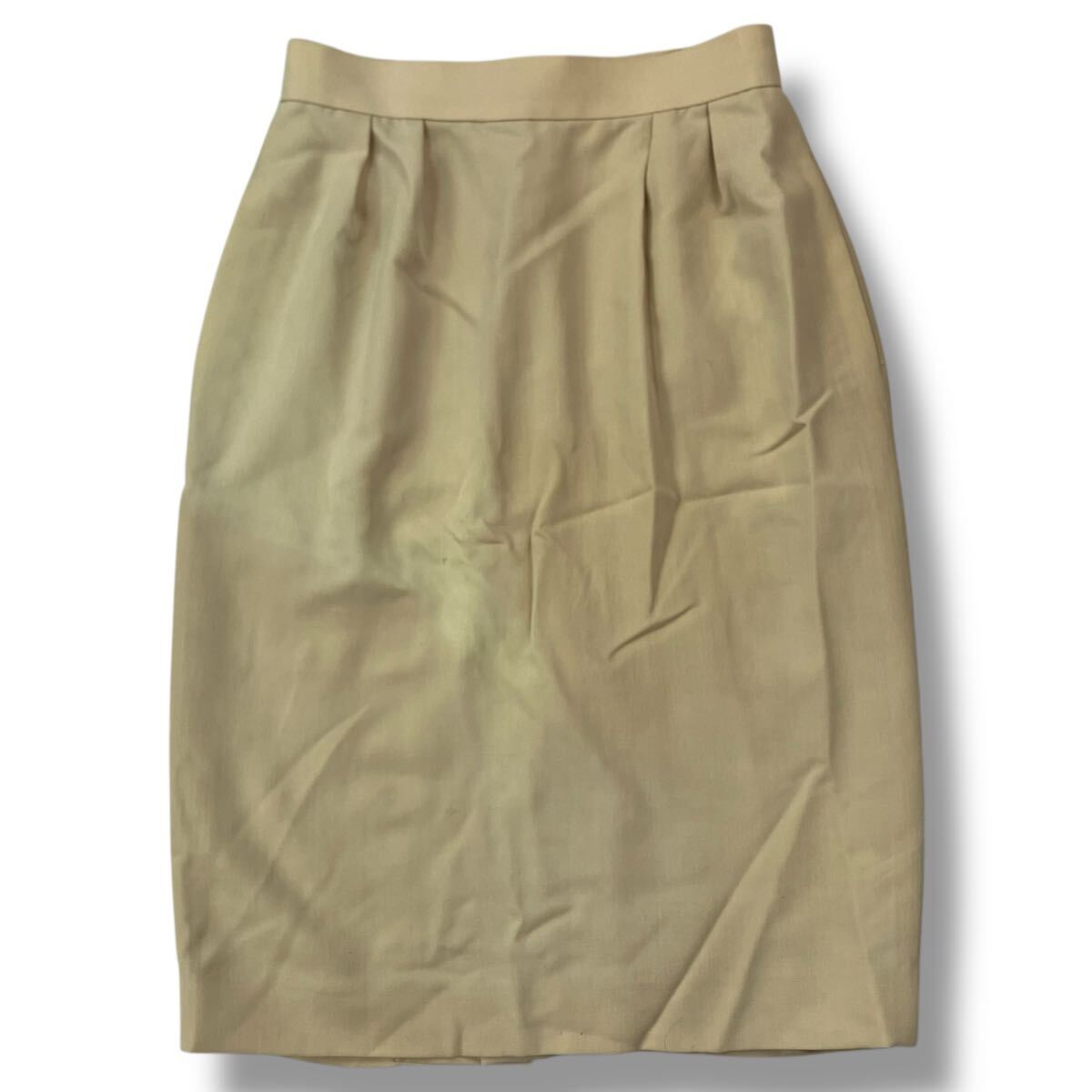 (TS1026) Christian Dior クリスチャン ディオール タイト スカート ウール ツータック ベージュ L拍卖