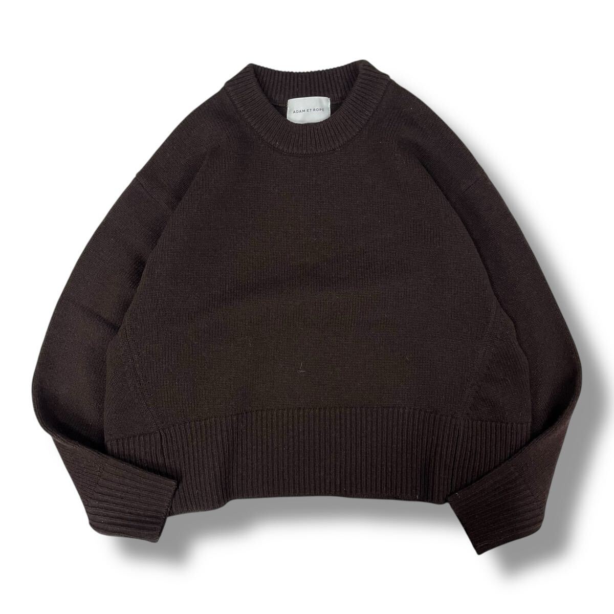 (TK1029)【美品】 ADAM ET ROPE アダムエロペ 長袖 ニット セーター ブラウン ウール クルーネック 定番 カジュアル レディース F拍卖