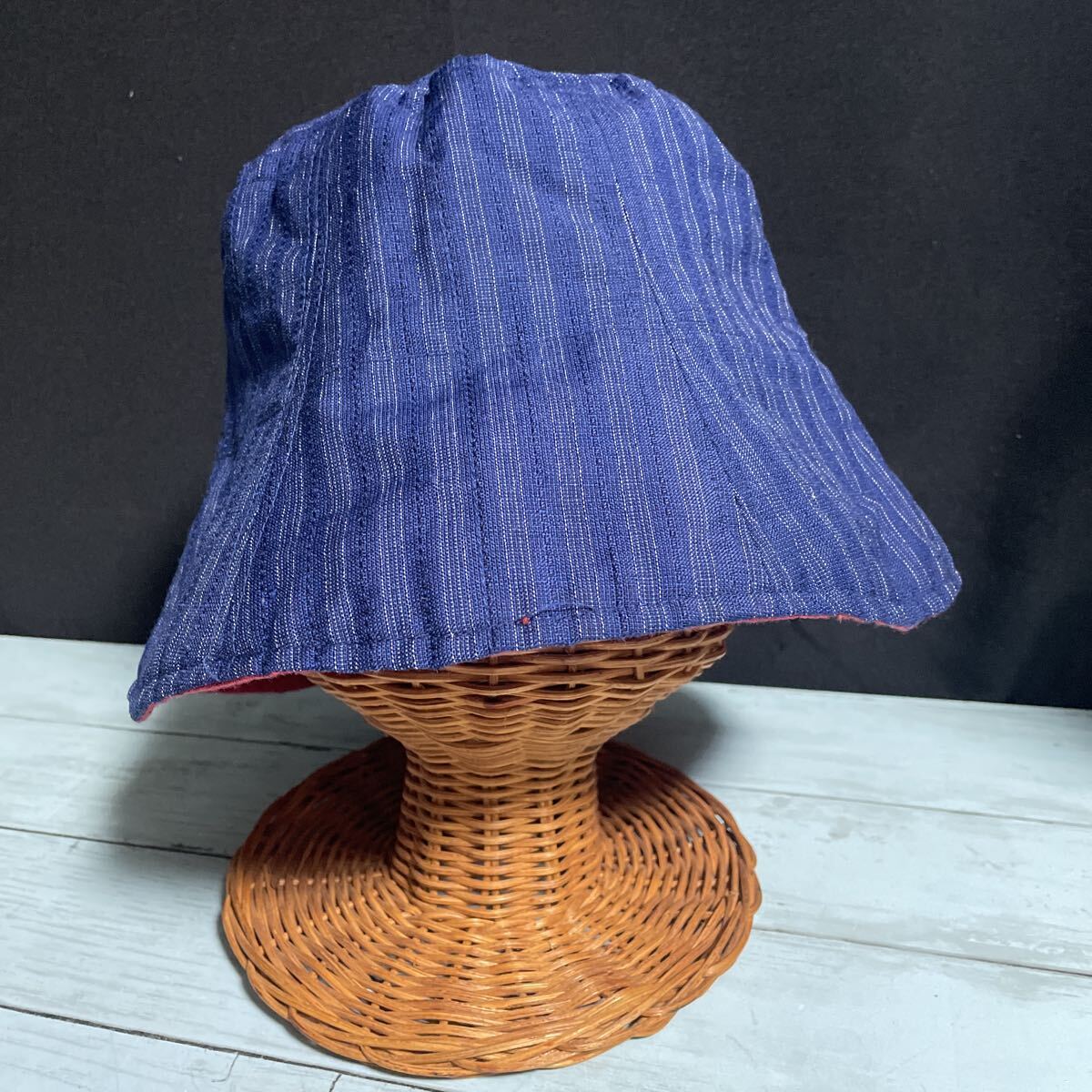☆帽子 ハンドメイド 古布 型染め 絣 藍染 リメイク 手作り パッチワーク カスリ かすり ハット (A-3184)拍卖