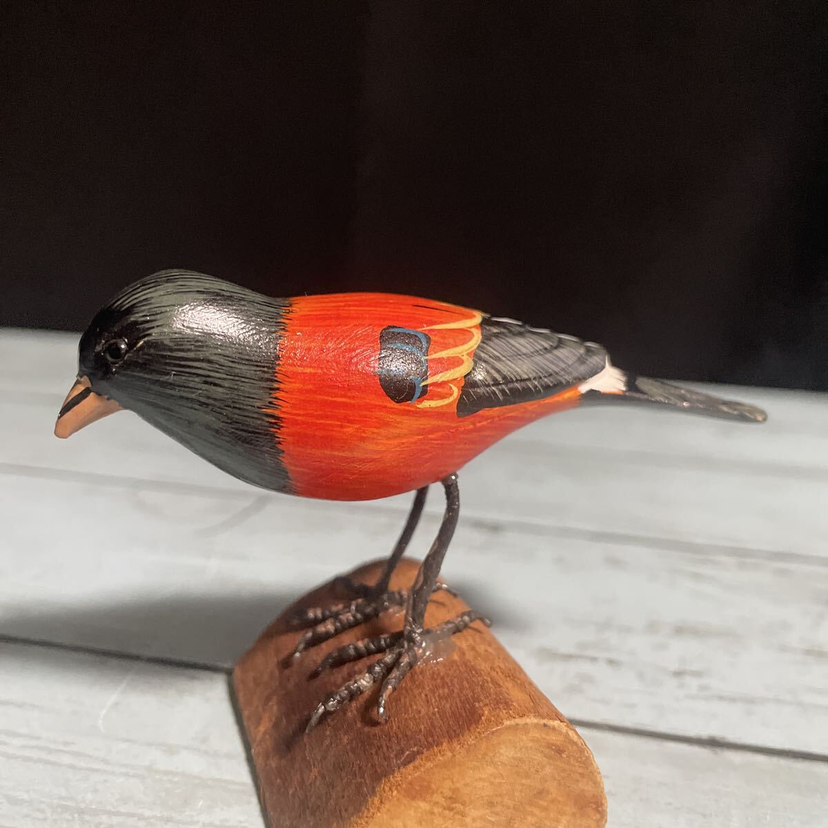 野鳥彫刻 ウソ 鷽 バードカービング 野鳥 鳥 小鳥 木彫り 木製 彫刻 木工芸 インテリア オブジェ 置物 飾り物 雑貨 小物 レトロ(A-3244)拍卖