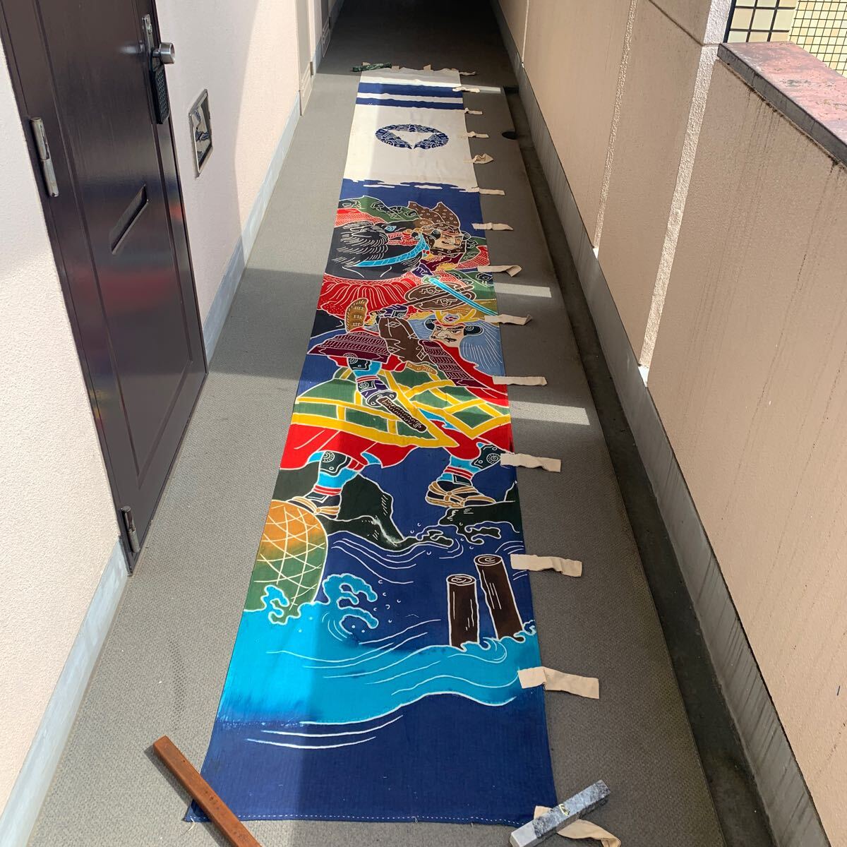 のぼり旗 木綿 節句 リメイク 素材 武者絵 兜武者 のぼり 古布 端午の節句 馬 幟旗 アンティーク リメイク素材 (B-5)拍卖