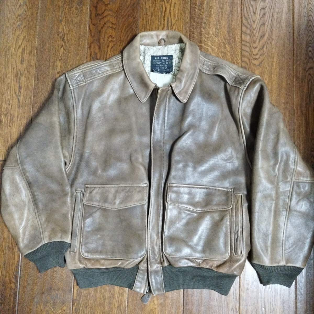 レザーフライトジャケット ブラウン      1980年代ビンテージ拍卖