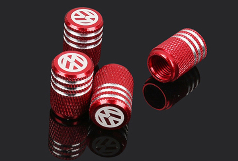 フォルクスワーゲン VW 全車種対応 赤 4個セット タイヤ エアーバルブキャップ ゴルフ ポロ ザビートル ジェッタ シャラン シロッコ拍卖