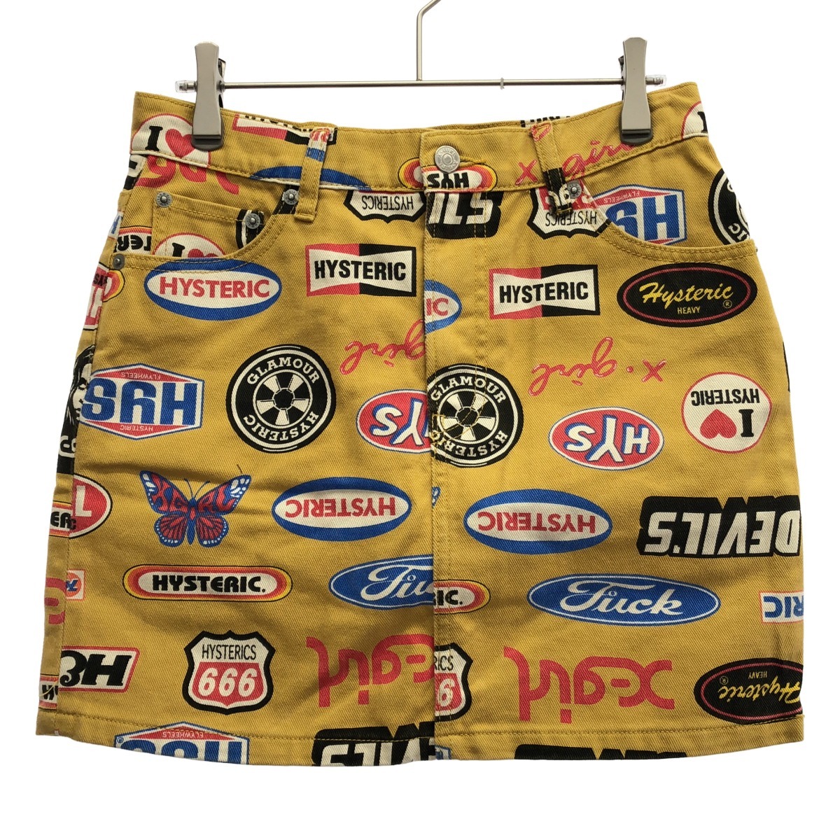 HYSTERIC GLAMOUR×X-girl ヒステリックグラマー×エックスガール ICONS 5-POCKET DENIM SKIRT 5ポケットロゴプリントデニムスカート拍卖