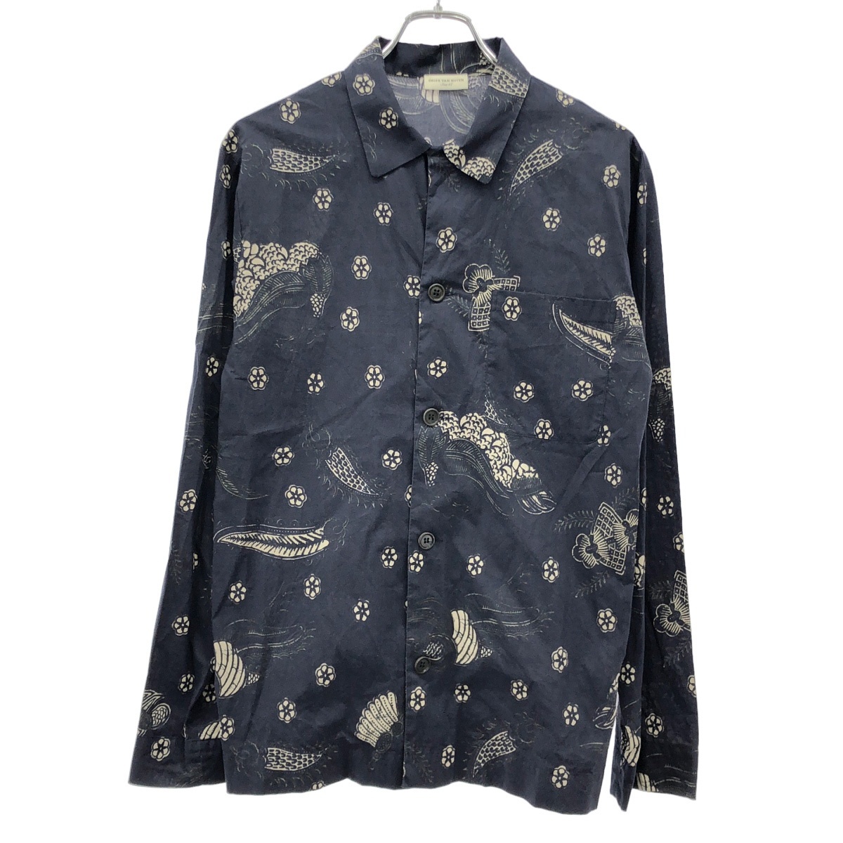 DRIES VAN NOTEN ドリスヴァンノッテン 15AW 総柄プリントオープンカラーシャツ ネイビー 46 ITG6JVNGPVMC拍卖