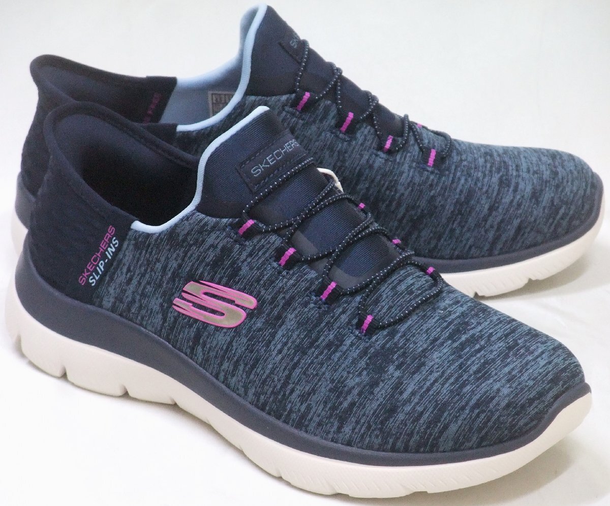 送料無料 スケッチャーズ SUMMITS-DAZZLING HAZE スリップインズ ネイビー 23.5cm ハンズフリー スリッポン スニーカー 149937W NVPR拍卖