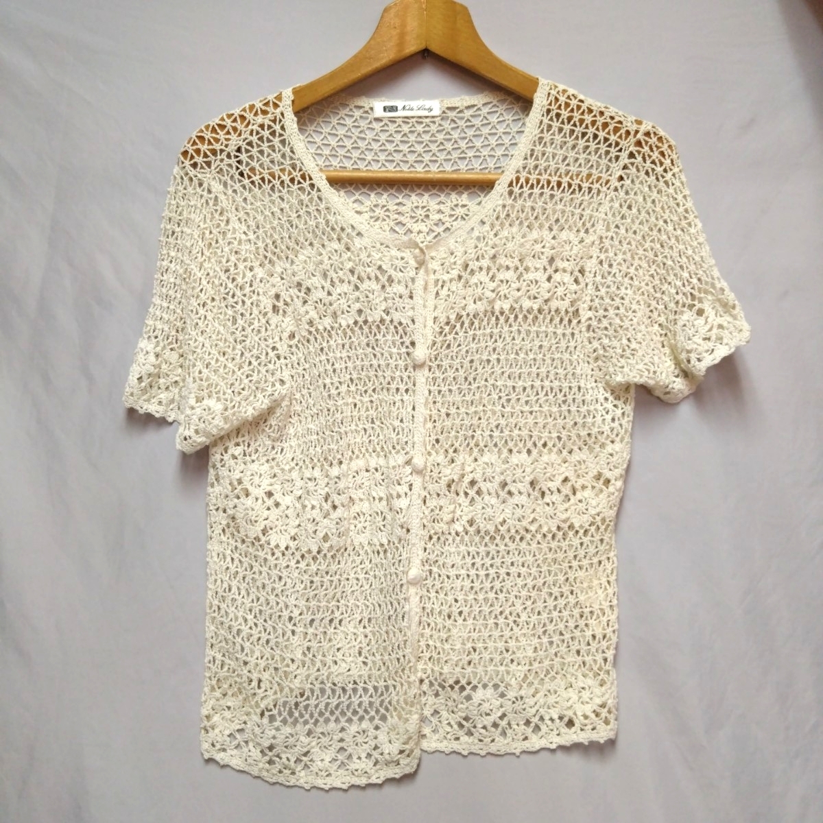 Noble Lady レディース ミドル丈 カーディガン 半袖 オフホワイト Mサイズ ヤフオクにも多数出品 拍卖