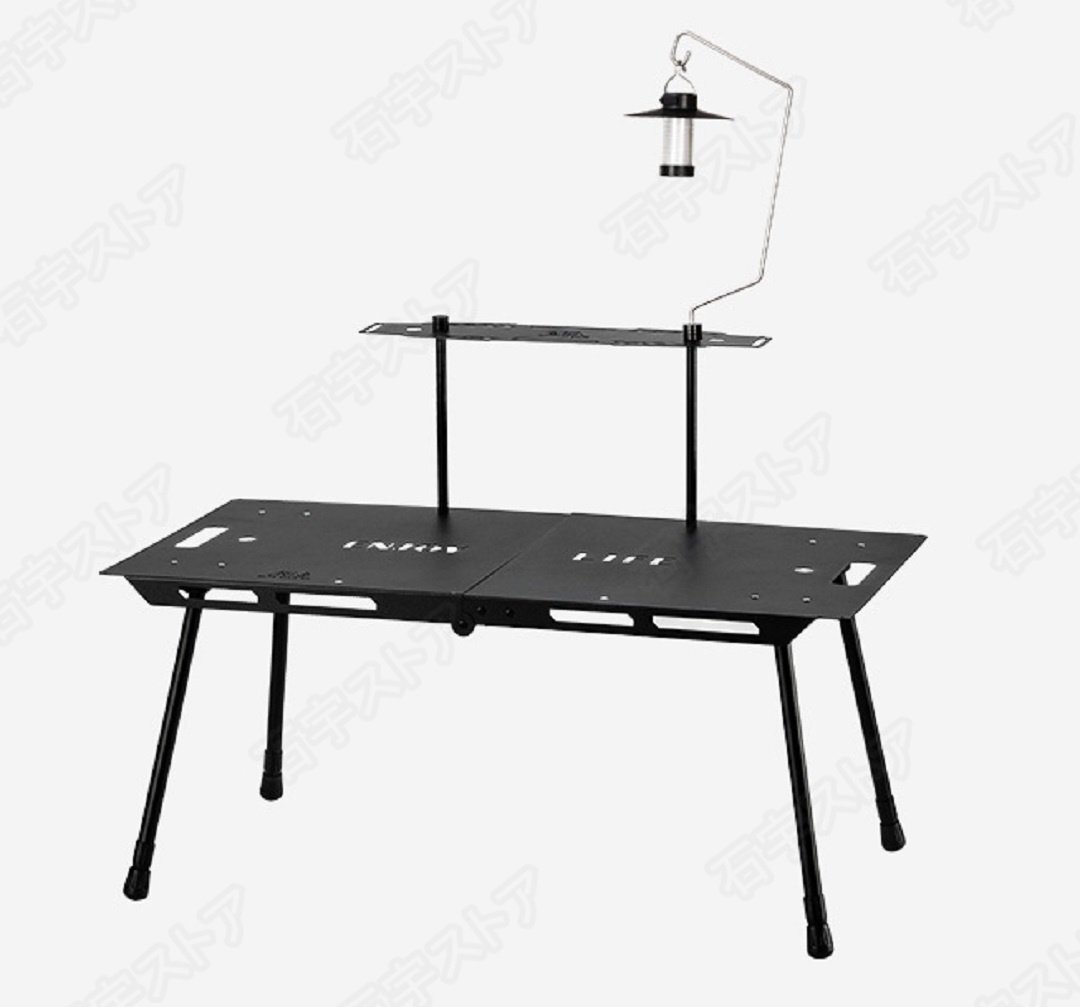 新品超激レア キャンプ用 高品質 折りたたみテーブル 炭素鋼製 高さ調整36-57cm 天板40×80cm 耐荷重30kg アウトドア ブラック shw290拍卖