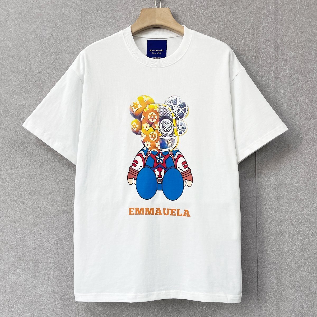 個性・半袖Tシャツ 定価2万◆Emmauela・イタリア・ミラノ発◆米国綿 快適 薄手 モノグラム おしゃれ ベアブリック/Bearbrick M/46サイズ拍卖