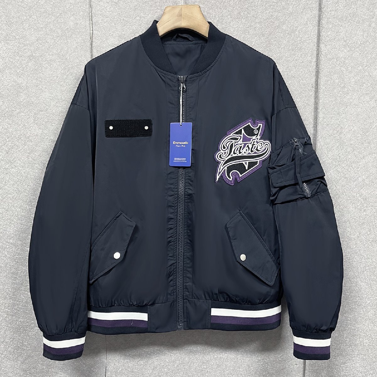 個性・フライトジャケット/MA-1 定価6万◆Emmauela・イタリア・ミラノ発◆薄手 高級 豪華刺繍 ブルゾン アウトドアウェア バイク M/46拍卖