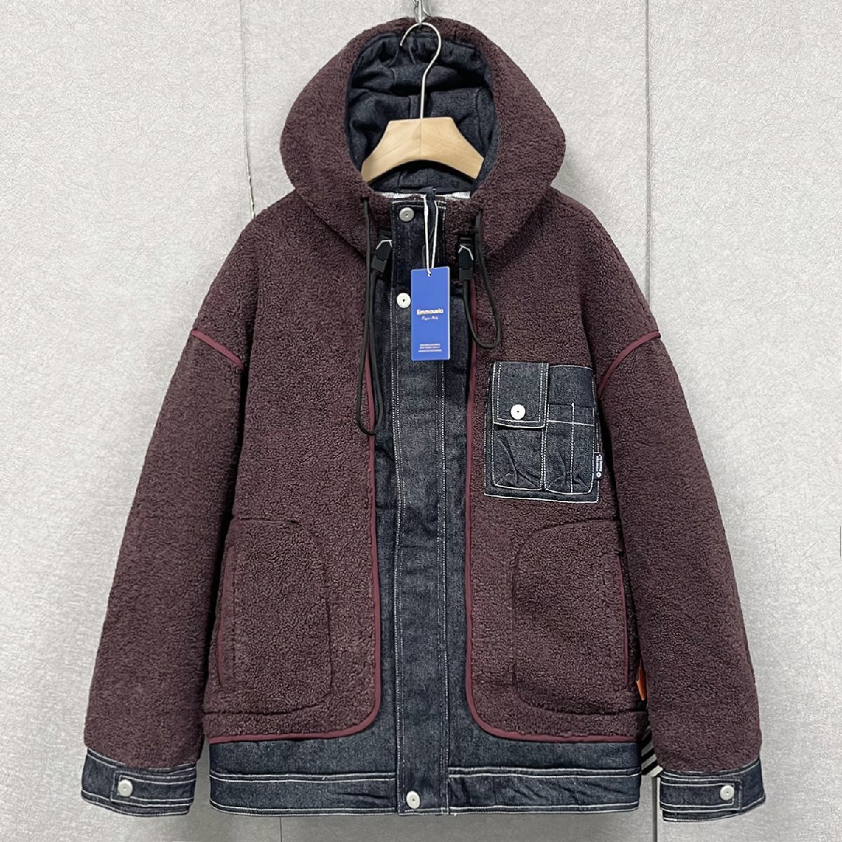 個性・ダウンジャケット 定価11万◆Emmauela・イタリア・ミラノ発◆カシミヤ ダックダウン90% 保温 ふわふわ レイヤード 防寒対策 XL/50拍卖