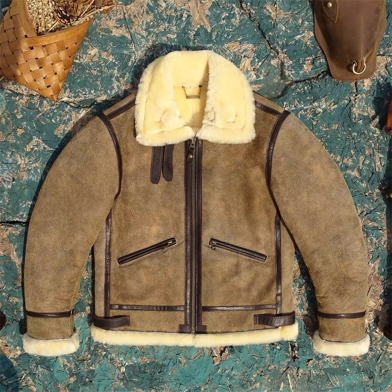 レザージャケット 羊革 本革 厚手 保温 防寒 裏起毛 ムートン スタンドカラー ライダース 革ジャン 冬 SIZE:M sfz01.1拍卖